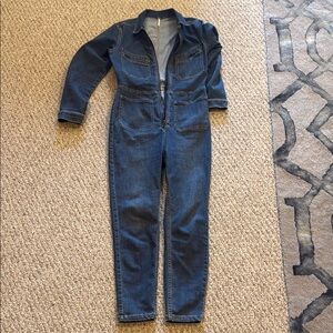Free People Blue Denim Jumpsuit
